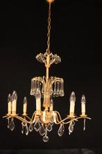 Oude franse kroonluchter versierd met glazen druppels ballen, Ophalen, Gebruikt