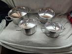 Diverse pannen: stamppotpan, koekenpannen, pannenkoekenpan, Huis en Inrichting, Keuken | Potten en Pannen, Ophalen, Gebruikt, Rvs