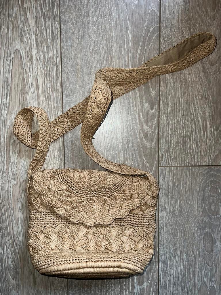 Macramé Schoudertasje uitgaanstasje, beige, NIEUW, Ophalen, Zo goed als nieuw, Beige