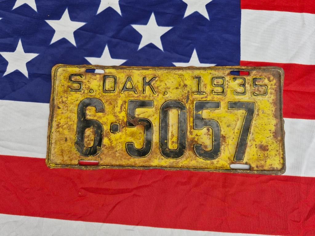 Kentekenplaat South Dakota USA 1935 nummerbord Nummerplaat, Ophalen of Verzenden, Gebruikt, Auto's