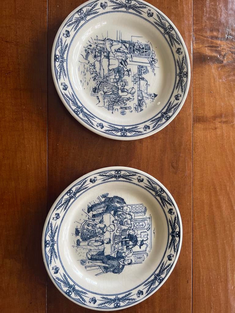 Set van 2 Antieke Franse Blauwe Wandborden, Antiek en Kunst, Ophalen of Verzenden