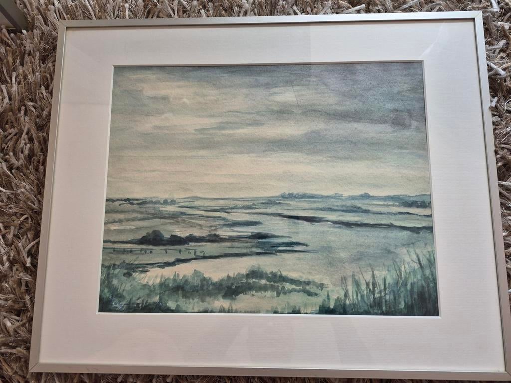 Aquarel, Antiek en Kunst, Kunst | Schilderijen | Klassiek, Ophalen of Verzenden