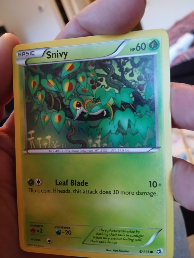 Pokémon Kaart Snivy 6/113 Basic HP60, Ophalen of Verzenden, Gebruikt, Losse kaart