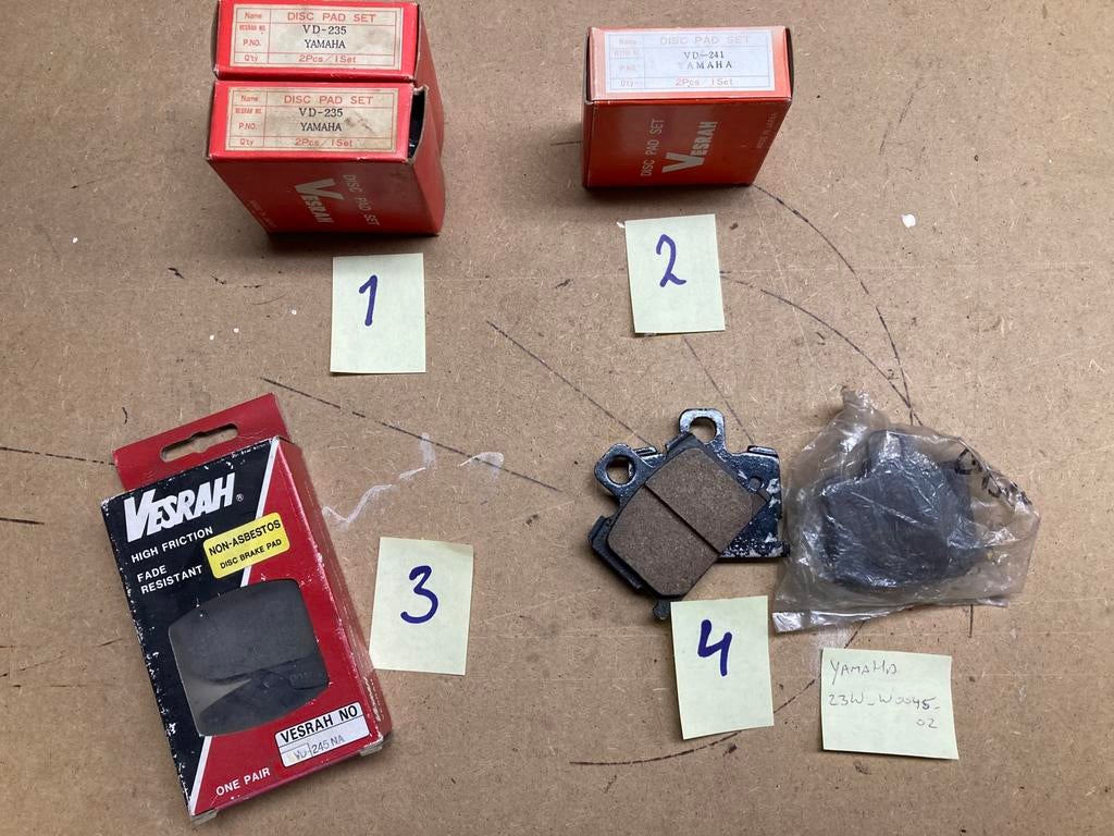 Nieuw (NOS) remblokken sets diversen types YAMAHA motoren, Ophalen