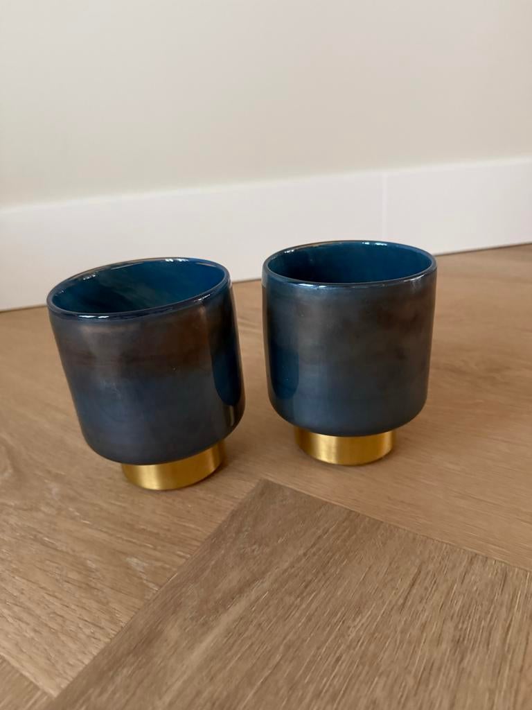 Pols potten blauwe waxinelichten, Overige materialen, Blauw, Ophalen of Verzenden, Zo goed als nieuw