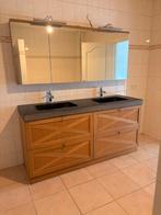 Badkamermeubel met 2 wasbakken en granieten blad, Huis en Inrichting, Badkamer | Badkamermeubels, Ophalen, Gebruikt, 150 tot 200 cm