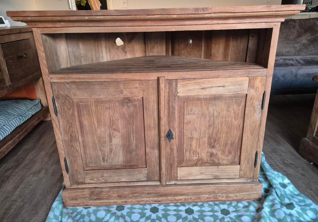 TEAK tv-meubel (hoekkast), Huis en Inrichting, Kasten | Televisiemeubels, Ophalen, Teakhout, 50 tot 100 cm, Minder dan 100 cm
