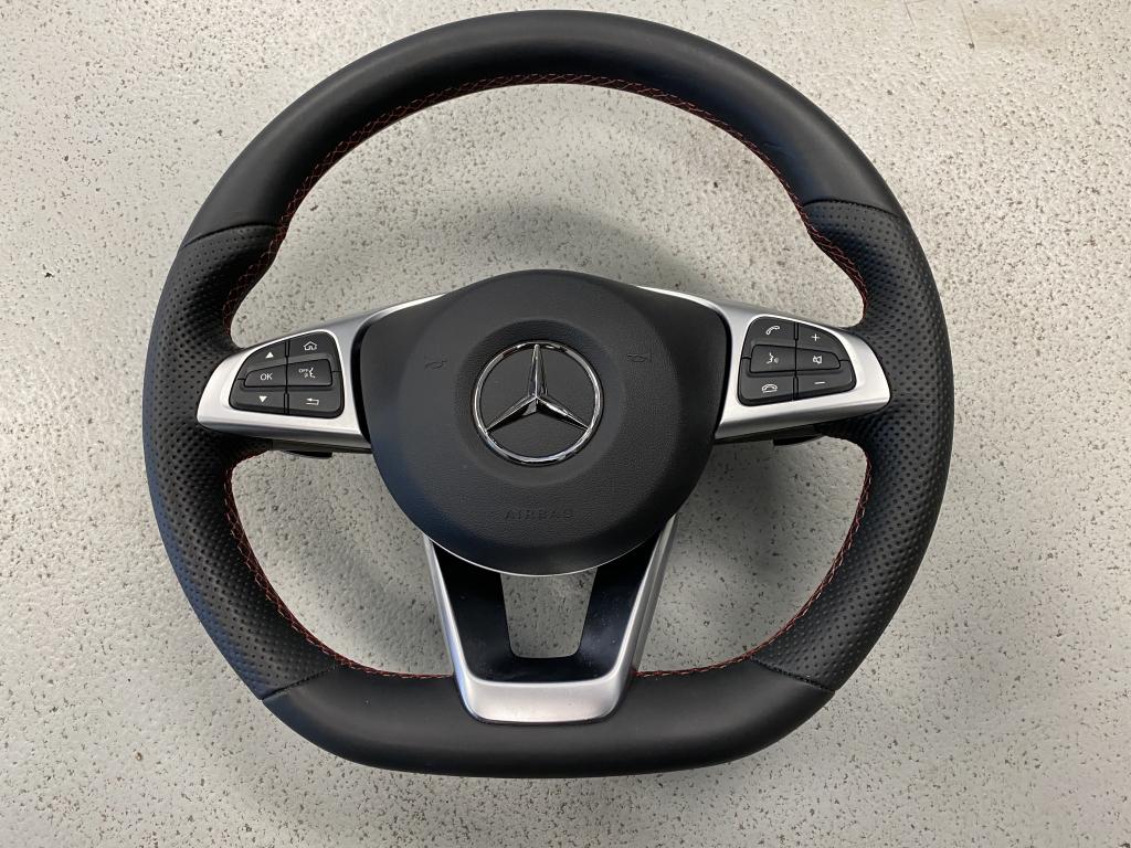 AMG Stuur met Airbag W205 C Klasse Rood gestikt flippers, Auto-onderdelen, Niet ingevuld, Gebruikt, Mercedes-Benz, Niet ingevuld