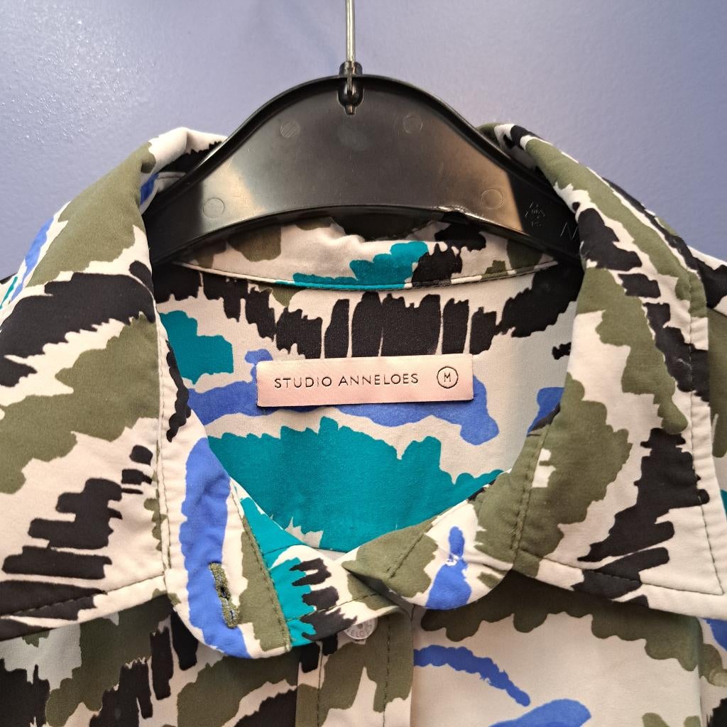 Studio Anneloes travelstof blouse blauw groen mt M art 50008, Maat 38/40 (M), Studio Anneloes, Blauw, .