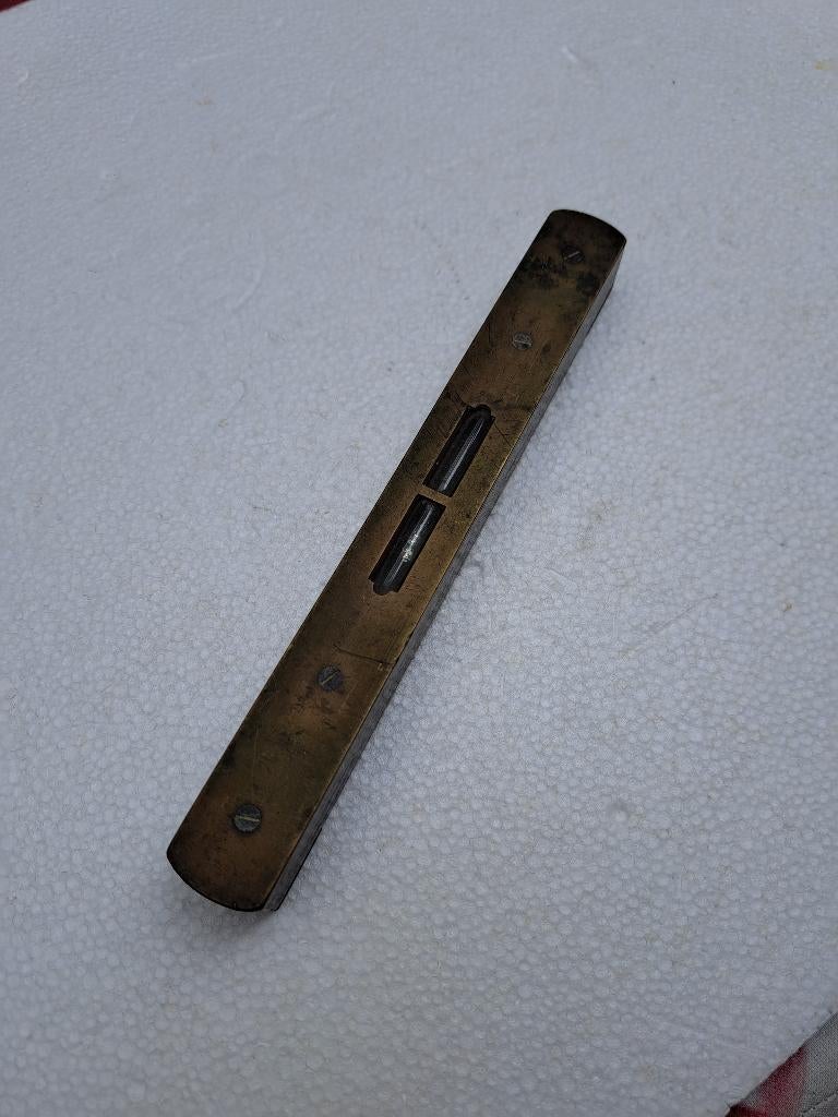 mooie  antieke waterpas van hout en koper, Antiek en Kunst, Ophalen of Verzenden