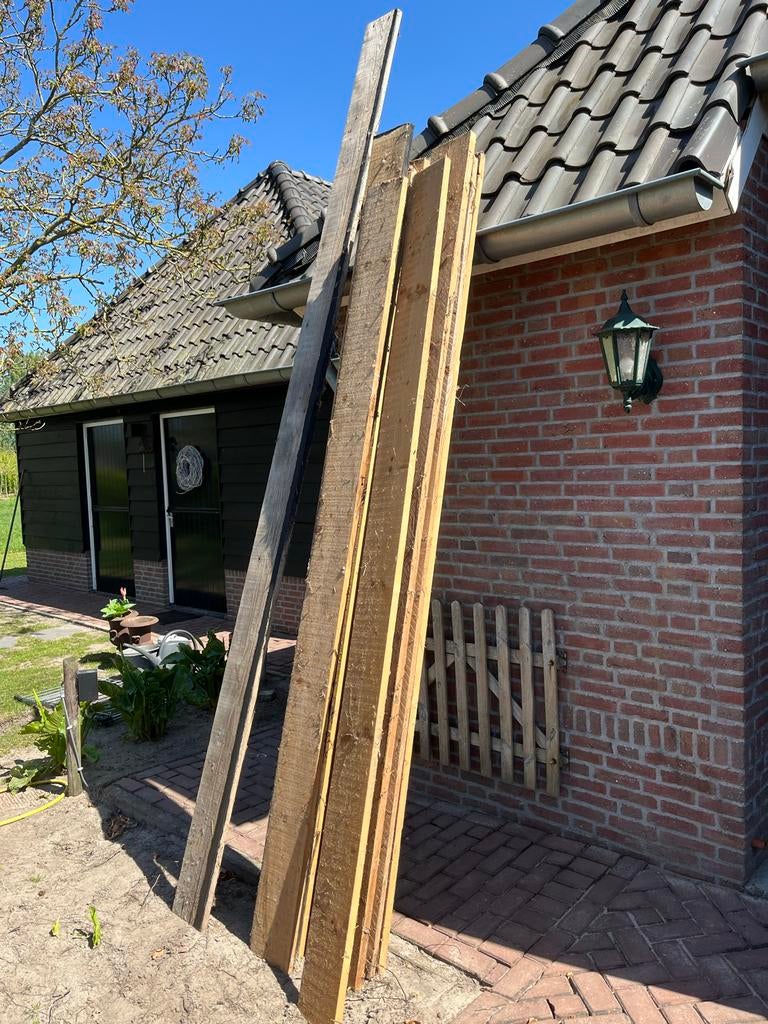 Diverse houten planken en balken, Doe-het-zelf en Verbouw, Gebruikt, 25 tot 50 mm, Grenen, Ophalen of Verzenden