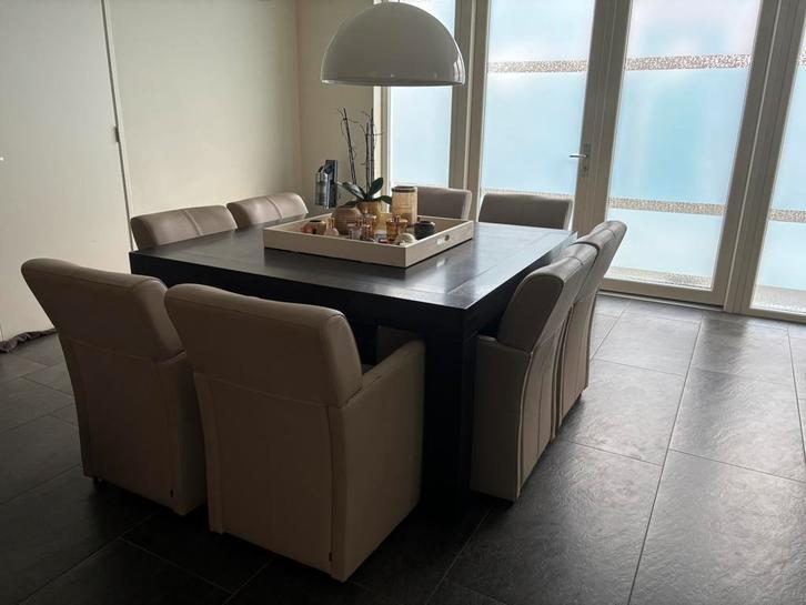 Mooie eiken eetkamertafel van Goossens 149x149, Huis en Inrichting, Tafels | Eettafels, Zo goed als nieuw, 50 tot 100 cm, Rechthoekig