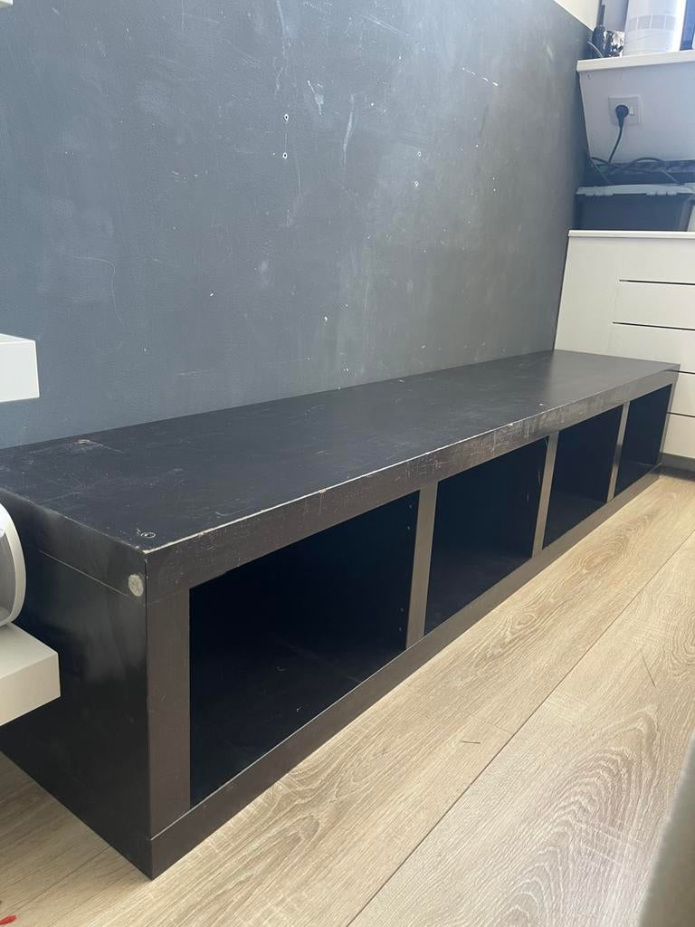 Ikea lack dressoir boekenkast kast zwartbruin, Scandinavisch stoer industrieel, Gebruikt, 150 tot 200 cm, 25 tot 50 cm