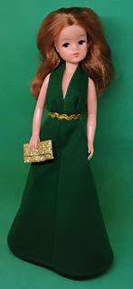 Vintage Barbie Sindy/Fleur Jurk/Avondjurk Groen/Goud Tasje, Verzenden, Gebruikt, Kleertjes