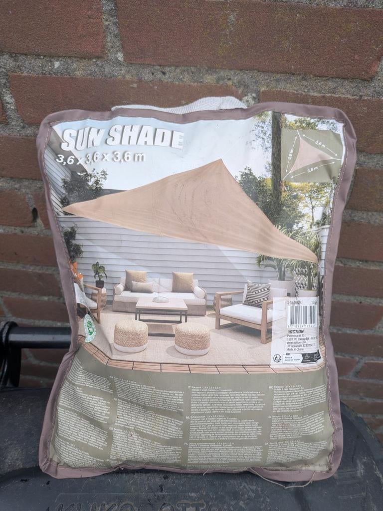 Schaduwdoek 3,6x3,6x3,6m, Tuin en Terras, Schaduwdoeken, Ophalen