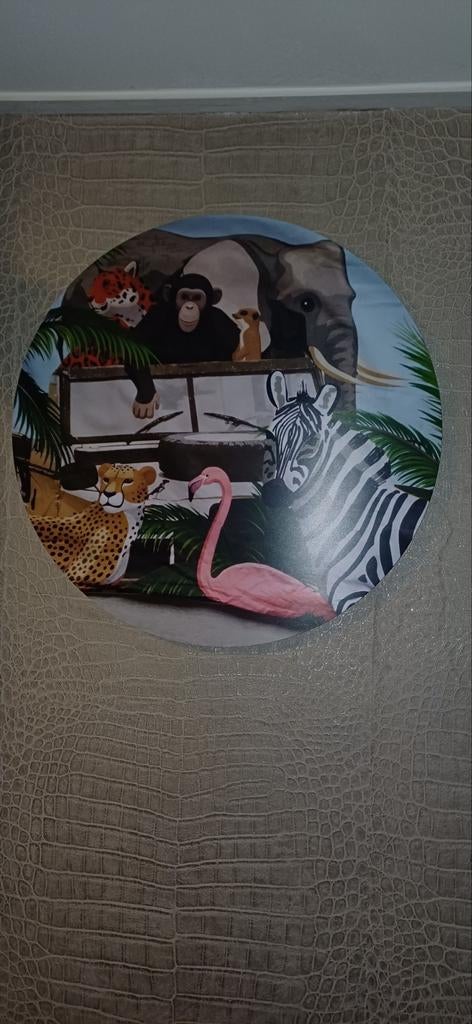 Rond schilderij met jungle dieren, Antiek en Kunst, Kunst | Schilderijen | Modern, Ophalen