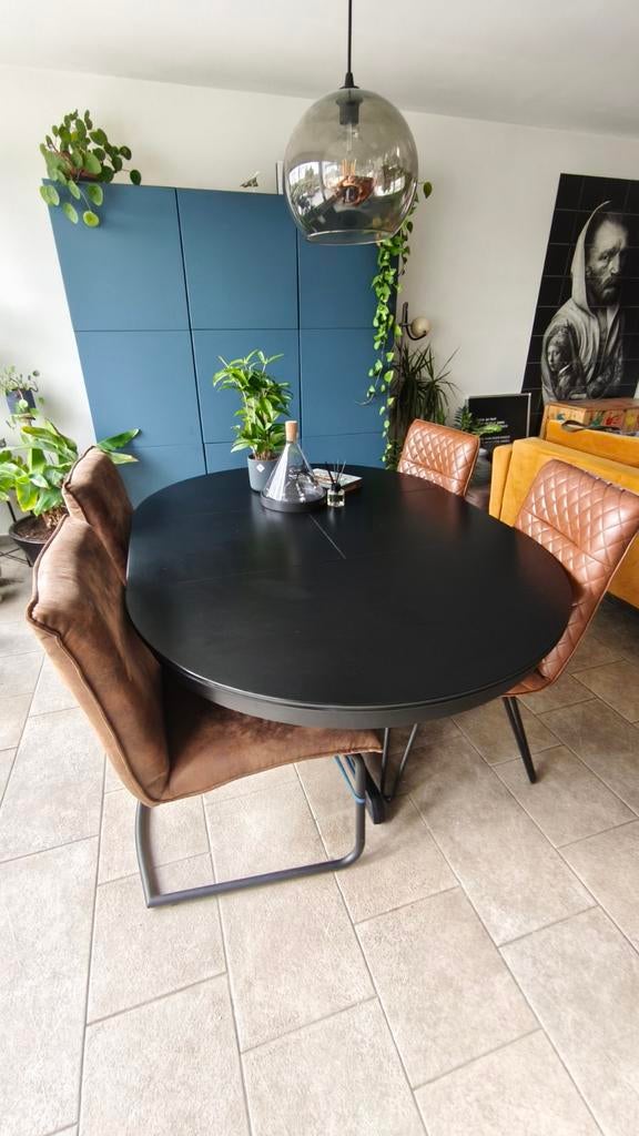 Ikea Ingatorp tafel zwart uitschuifbaar, Huis en Inrichting, Tafels | Eettafels, Gebruikt, 50 tot 100 cm, Rond, 50 tot 100 cm