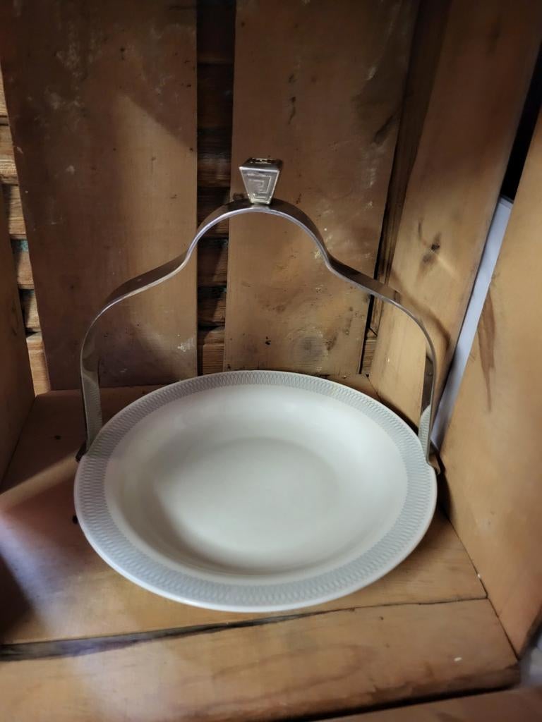 Bord met oude bordenklem samen, Ophalen of Verzenden