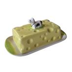 Vintage majolica kaasstolp / botervloot, Gebruikt, -, Keramiek, -