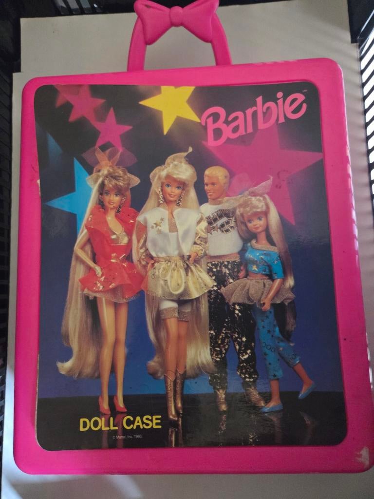 Vintage Barbie Poppenkoffer - Roze Doll Case, Ophalen of Verzenden, Gebruikt, Barbie