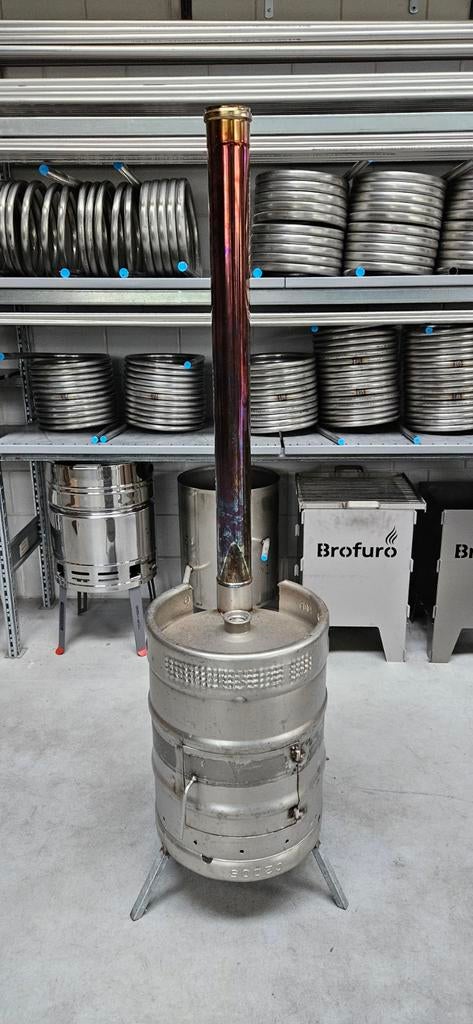 Terras kachel rvs met deur en rookkanaal, Tuin en Terras, Ophalen