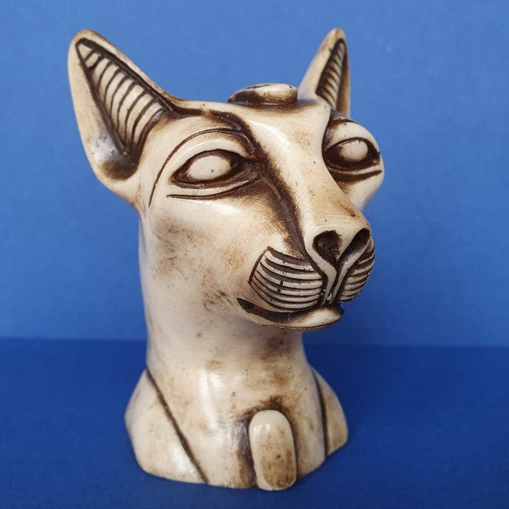 egyptische kat van been, Verzamelen, Beelden en Beeldjes, Zo goed als nieuw, Dier, Ophalen of Verzenden