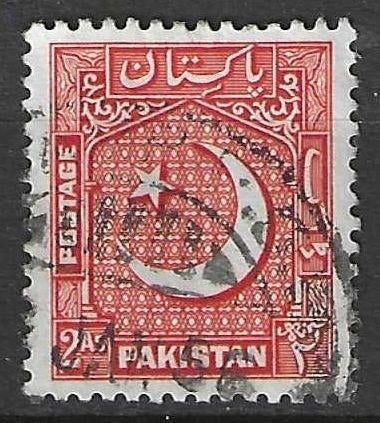 Pakistan 1950 - Yvert 49 - Wapenschild halve maan - 2 a (ST), Postzegels en Munten, Verzenden, Gestempeld, Zuid-Azië