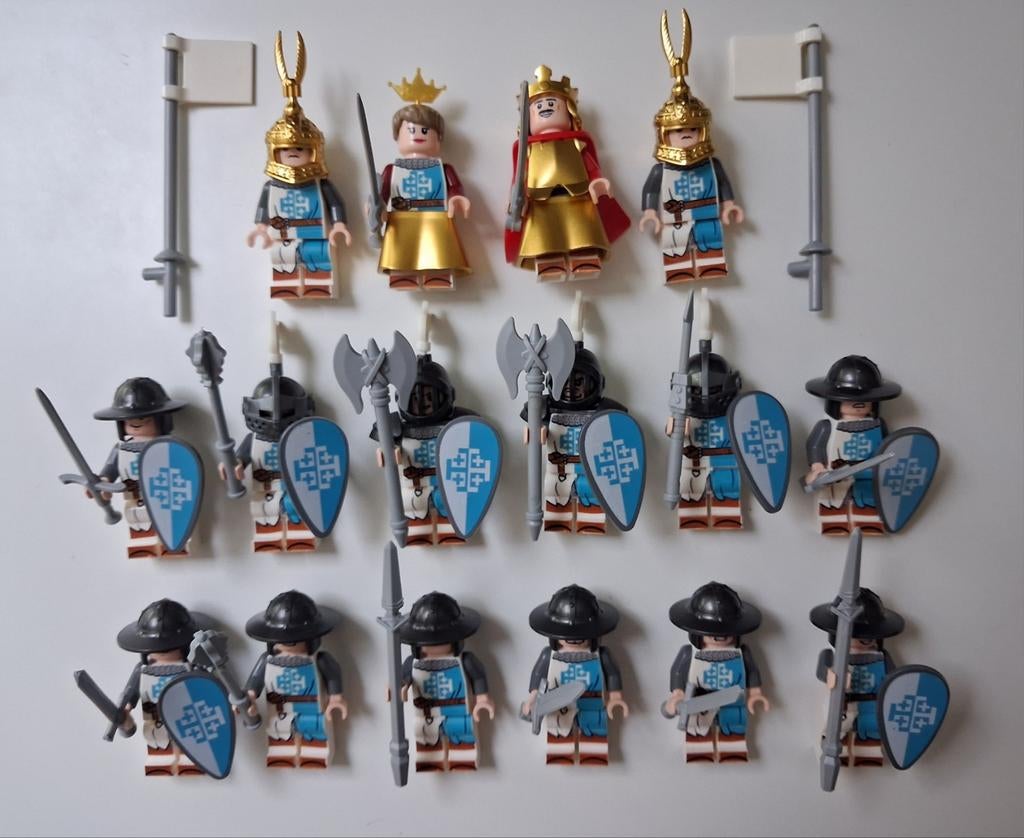 16 Blauw/witte Ridders met Toebehoren, Ophalen of Verzenden, Gebruikt