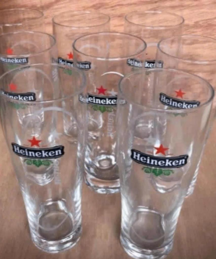 Acht nieuwe bierglazen Heineken (uitg. 2010), Ophalen of Verzenden, Nieuw, Bierglas