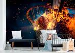 Fotobehang / Behang - Sport - Basketbal, Geel, Verzenden, Minder dan 10 m², Kinderkamer Sport