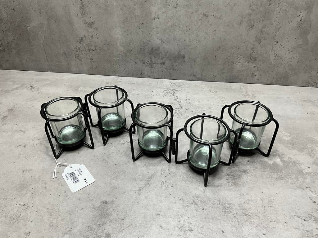 Waxine lichthouder geschakeld 5 glaasjes “OPRUIMING”, Ophalen of Verzenden, Nieuw, Overige materialen, Minder dan 25 cm