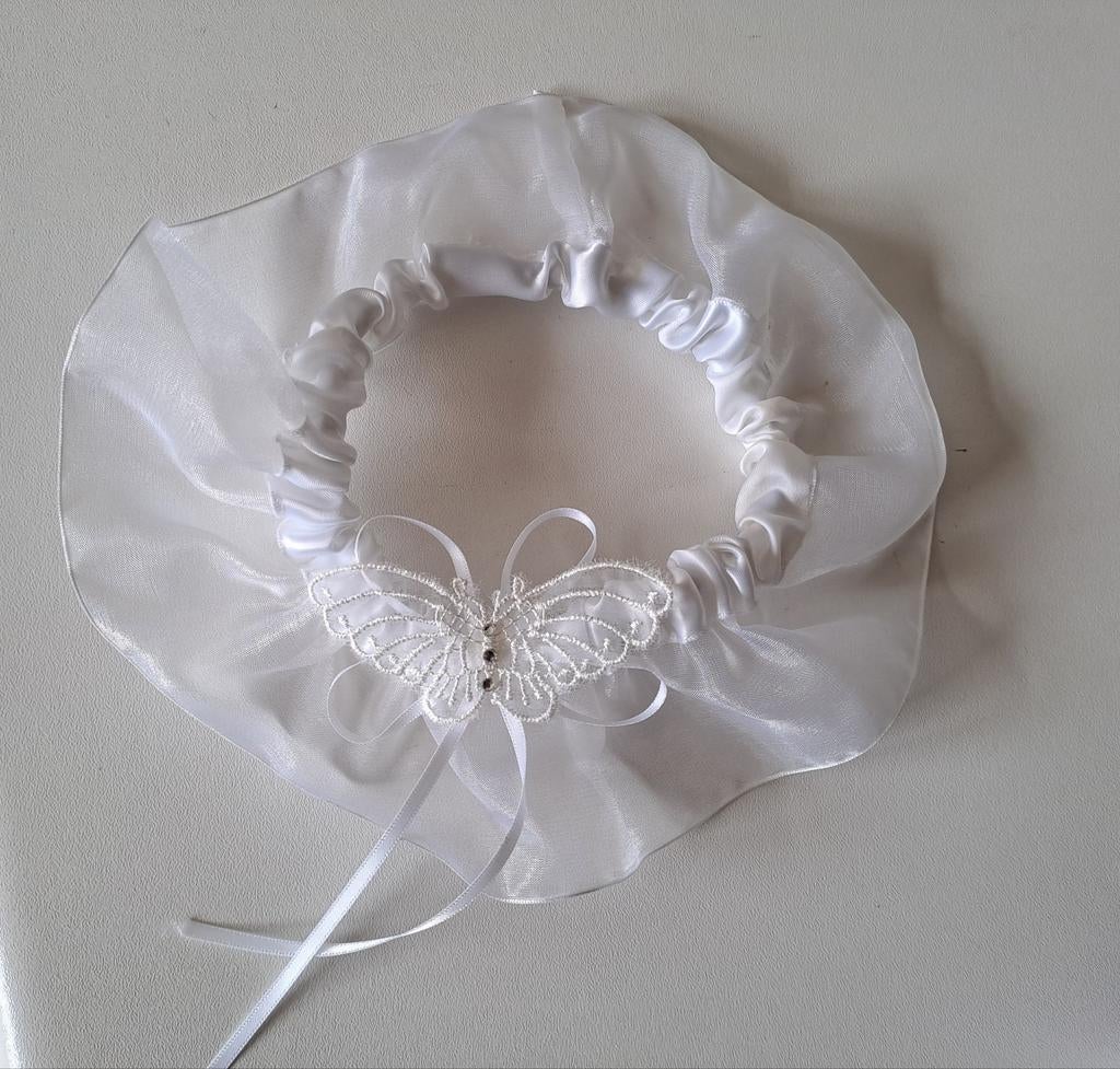 Witte kousenband met vlinder. Nieuw., Ophalen of Verzenden, Nieuw, Wit