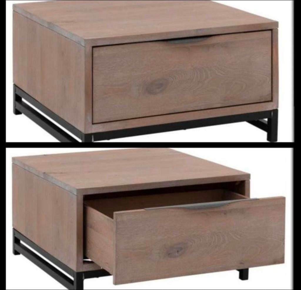 Goossens Hoektafel Max - Eiken (rogge) met metalen onderstel, Ophalen