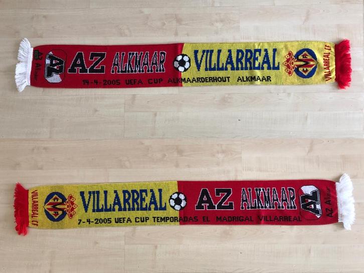 Sjaal 2005 AZ Alkmaar - Villarreal, Verzamelen, Sportartikelen en Voetbal, Zo goed als nieuw, Vaantje of Sjaal, AZ, Ophalen of Verzenden