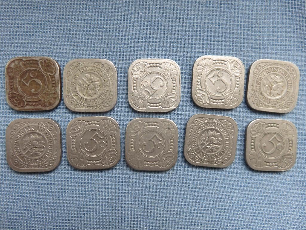 Collectie vierkante stuivers in nikkel – 1e helft 20e eeuw, Postzegels en Munten, Munten | Nederland, Ophalen of Verzenden, Koningin Wilhelmina