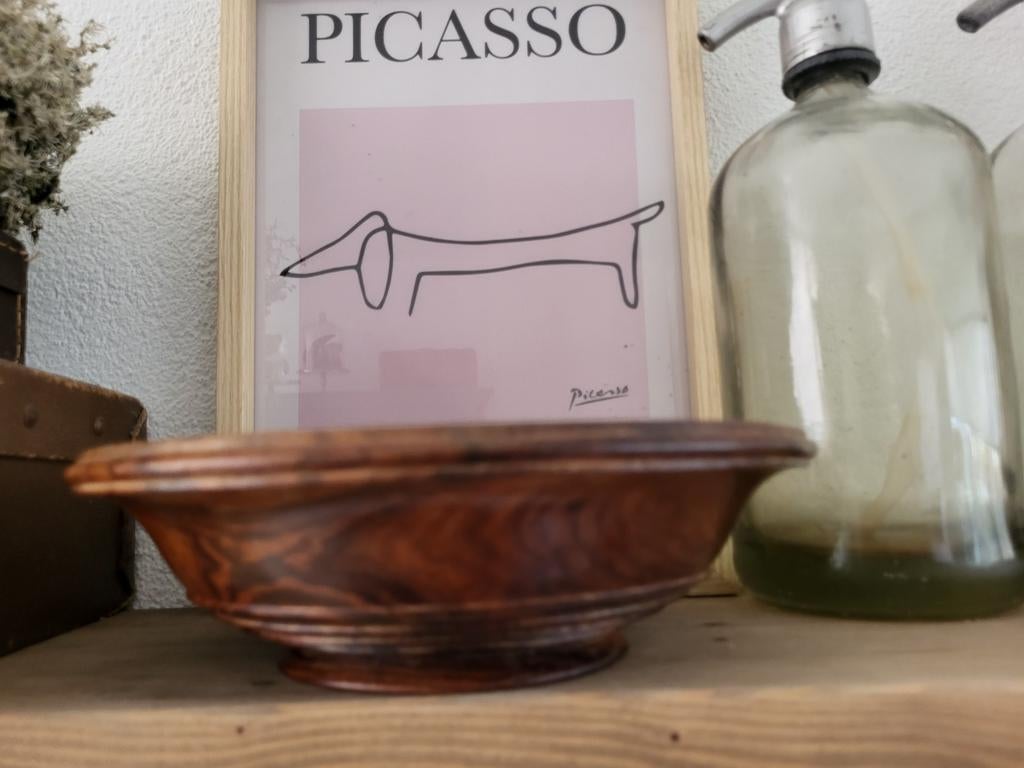 Vintage houten schaal - Decoratieve fruitschaal, Antiek en Kunst, Ophalen of Verzenden