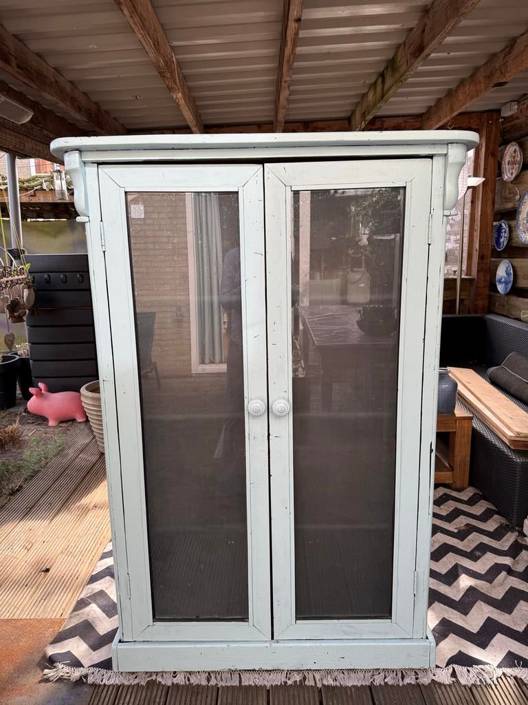 Oud kastje met glazen deuren, Antiek en Kunst, Antiek | Meubels | Kasten, Ophalen