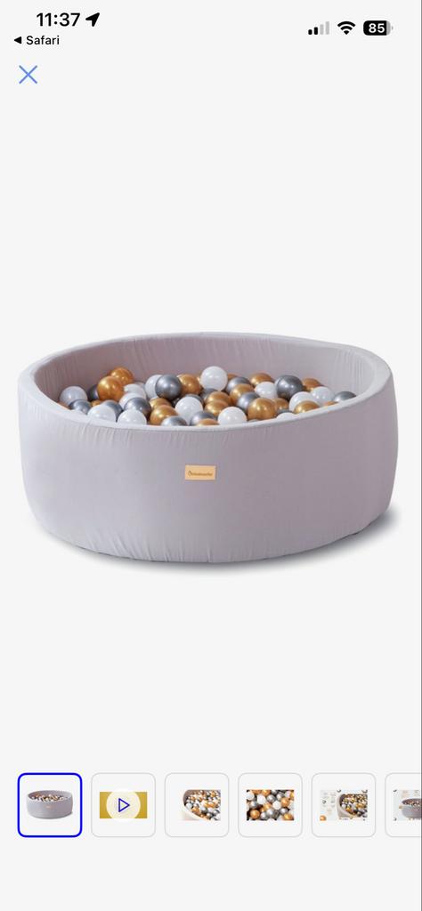 Kidsdouche ballenbak met gouden, zilveren en witte ballen, Ophalen, Zo goed als nieuw, Jongen of Meisje