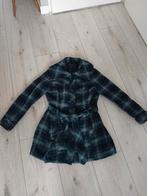 Geruite winterjas met riem centuur - Maat L, Colours of the world, Blauw, Maat 42/44 (L), Ophalen of Verzenden