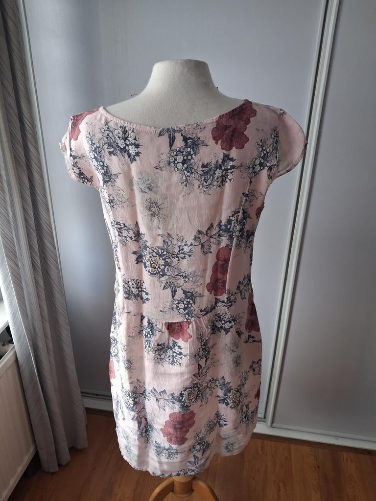 100 % LINNEN ZOMERJURK MAAT L, Kleding | Dames, Jurken, Maat 38/40 (M), Paars, Ophalen of Verzenden, Zo goed als nieuw