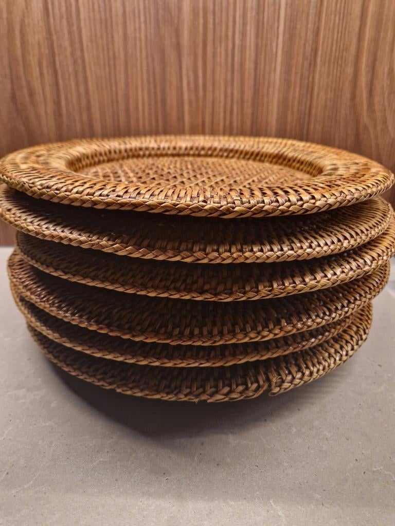 6 rotan onderborden van de Bijenkorf, Huis en Inrichting, Overige materialen, Ophalen of Verzenden, Zo goed als nieuw, Bord(en)