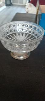 Glazen schaal met zilveren voet, Antiek en Kunst, Antiek | Glas en Kristal, Ophalen of Verzenden