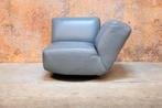 ZGAN! blauwe grijze leren Leolux Rising Dunes draaifauteuil, Leolux, Leolux, 75 tot 100 cm, Ophalen of Verzenden
