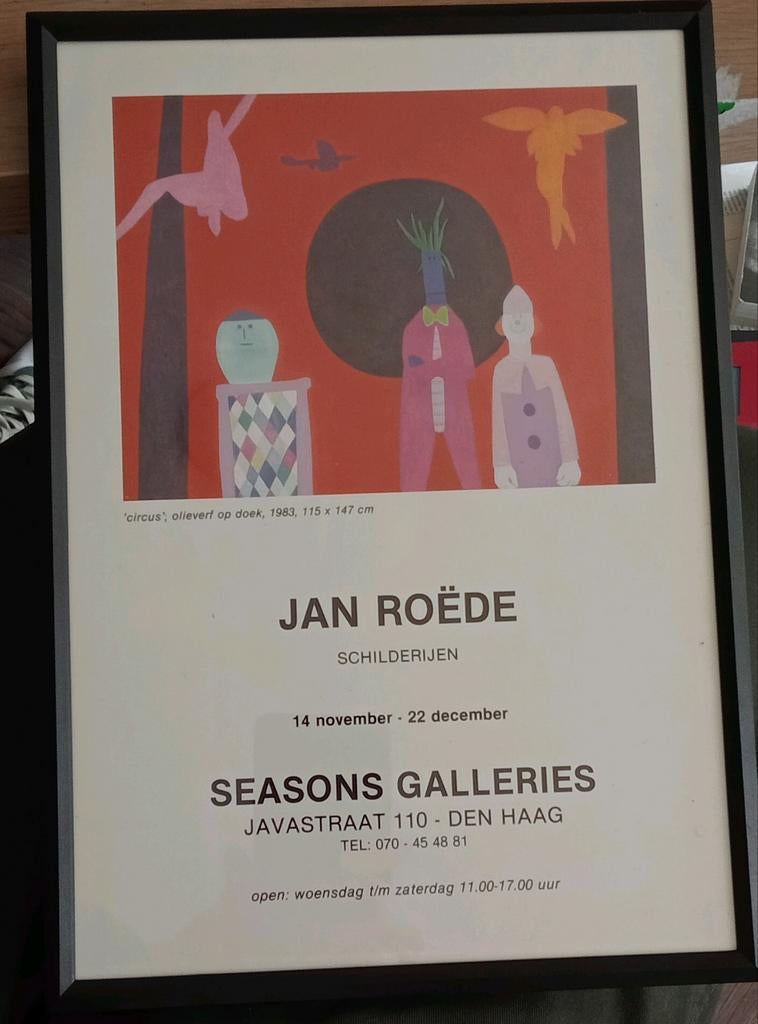 Jan Roede affiche Seasons Galleries 1984, Ophalen of Verzenden, 1980 tot heden, Tijdschrift