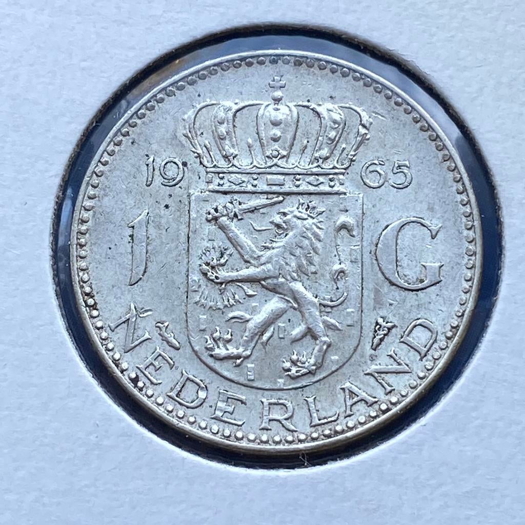 1 Gulden Zilver uit 1965 van Juliana, Postzegels en Munten, Munten | Nederland, 1 gulden, Koningin Juliana, Verzenden, Zilver