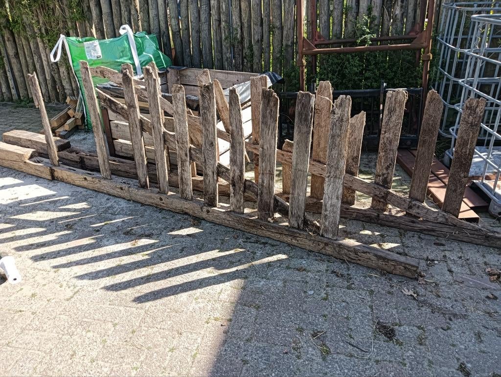 Te koop: oude eiken landhekken – decoratief, Tuin en Terras, Tuinhekken en Hekwerk, Ophalen, Gebruikt, Hout, Tuinhek