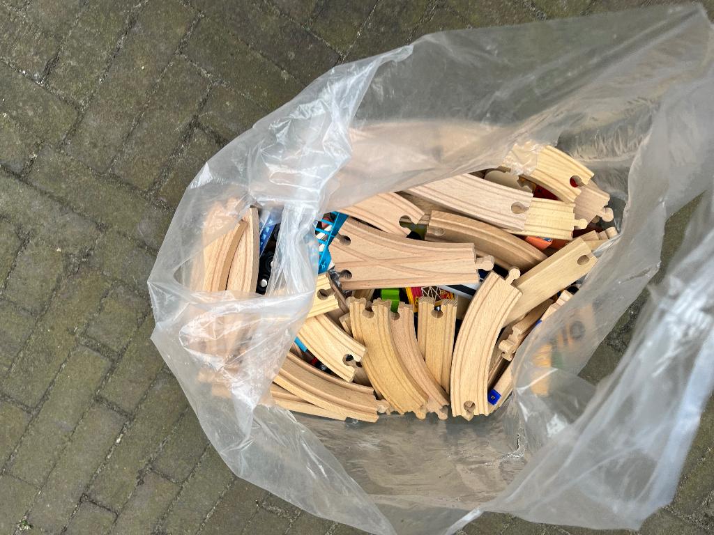 Houten trein speelset, Ophalen, Gebruikt