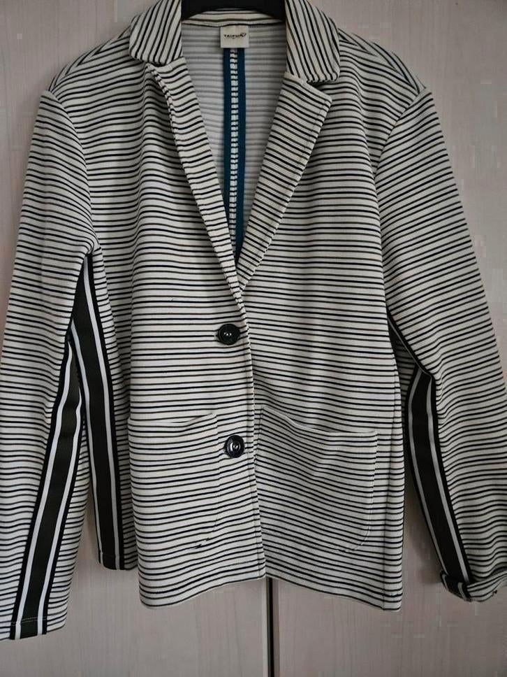 Mooi jasje van taifun maat 42 roomwit met streep groen zwart, Ophalen of Verzenden, Zo goed als nieuw, Maat 42/44 (L), Zwart