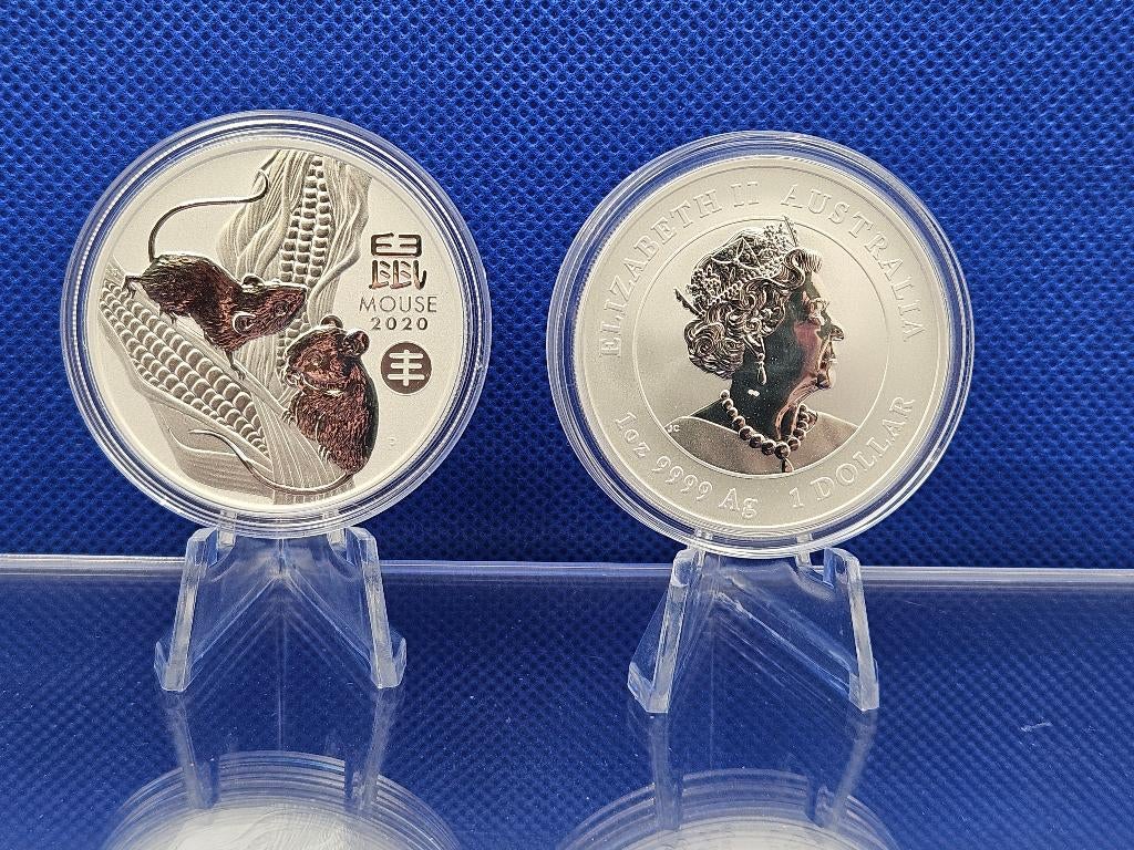 (5947) AUSTRALIA  LUNAR III MOUSE  HARVEST 2020  ONE OUNCE, Ophalen of Verzenden, Losse munt, Zilver