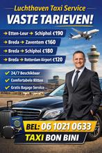 Taxi naar Schiphol v.a. Breda / Etten-Leur – 4 Personen, Diensten en Vakmensen, Koeriers, Chauffeurs en Taxi's, Taxivervoer